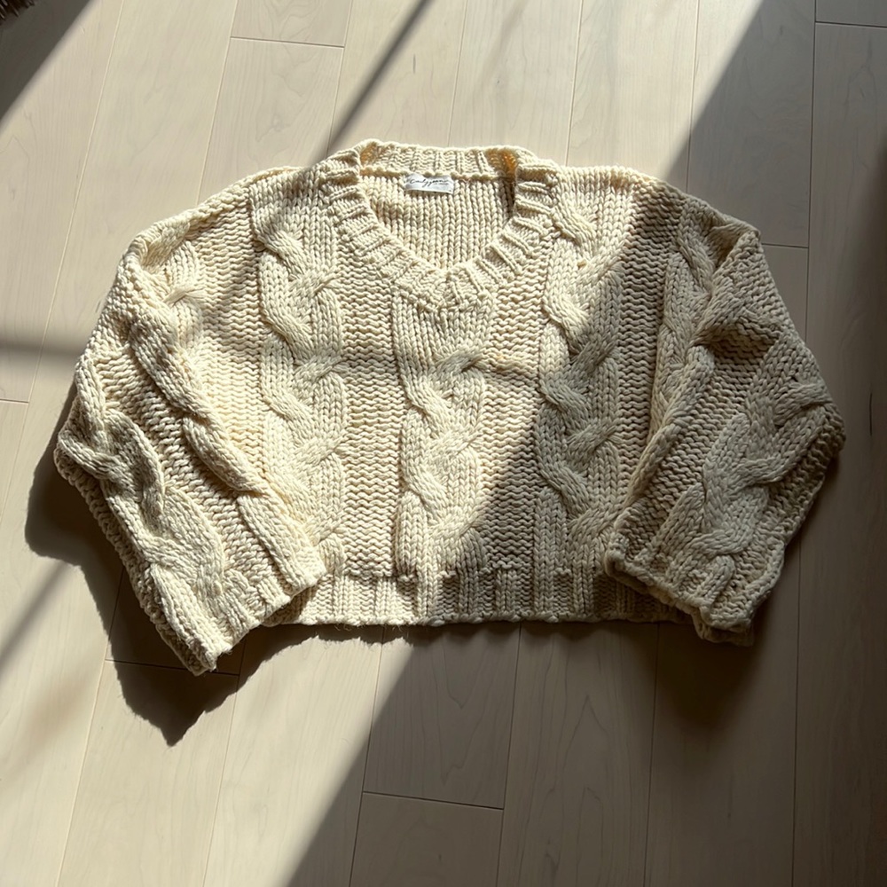 CJLA Cable Knit Cropped Sweater